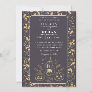 vintage Halloween-Hochzeitseinladungen Einladung
