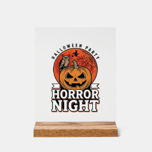Vintage-Halloween-Horror-Night-Kürbis-Shirt-Design Acrylschild