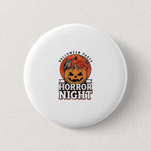 Vintage-Halloween-Horror-Night-Kürbis-Shirt-Design Button