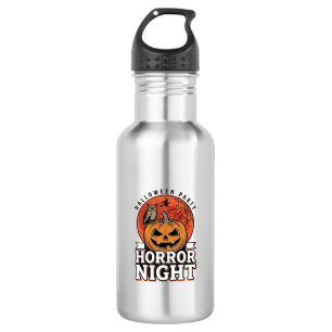 Vintage-Halloween-Horror-Night-Kürbis-Shirt-Design Edelstahlflasche