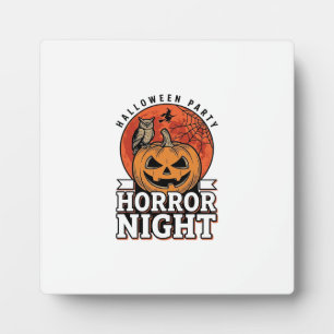 Vintage-Halloween-Horror-Night-Kürbis-Shirt-Design Fotoplatte