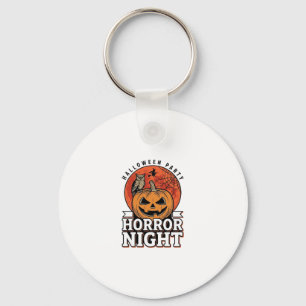 Vintage Halloween Horror Night Kürbis-Shirt-Design Schlüsselanhänger