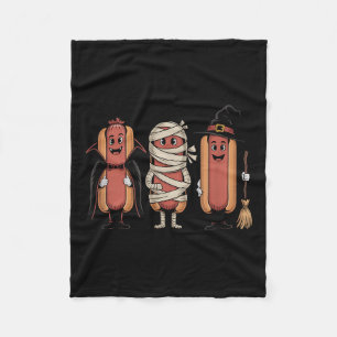 Vintage Halloween Hotdog Vampir Hexe Mumie Fleecedecke