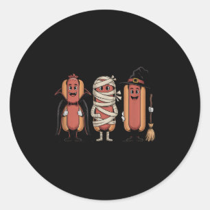 Vintage-Halloween-Hotdog-Vampir-Hexe-Mumie Runder Aufkleber