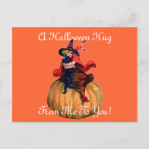 Vintage Halloween Hug Postkarte