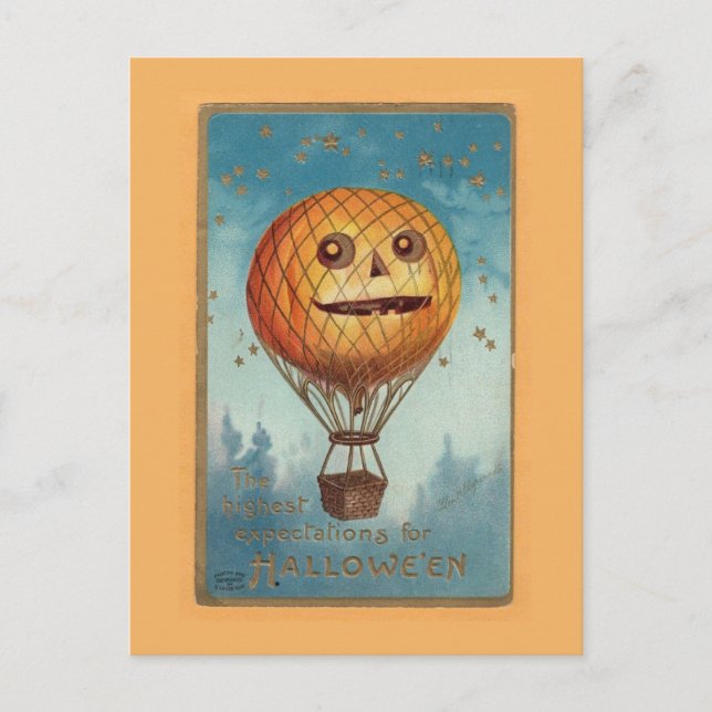 Vintage Halloween-Illustration Postkarte (Vorderseite)