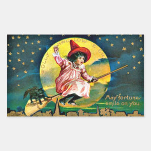 Vintage-Halloween-Illustration Rechteckiger Aufkleber