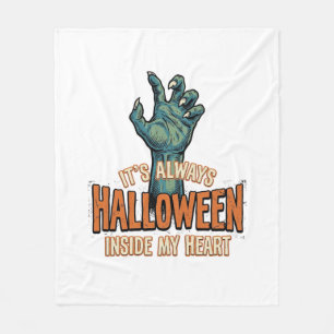 Vintage-Halloween-Inside-My-Heart-Monster-Hand-Des Fleecedecke