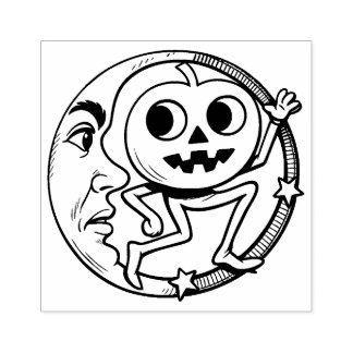 Vintage Halloween Jack O'Lantern Rubber Stamp Gummistempel