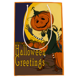 Vintage Halloween-Jackolantern-Geschenktasche Mittlere Geschenktüte