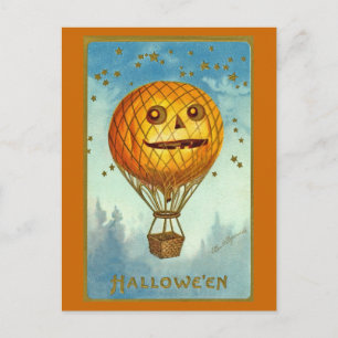 Vintage Halloween JOL Heißluftballon Postkarte
