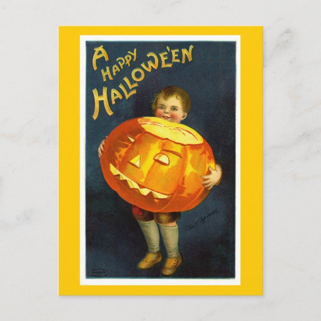 Vintage Halloween JOL Postkarte (Vorderseite)