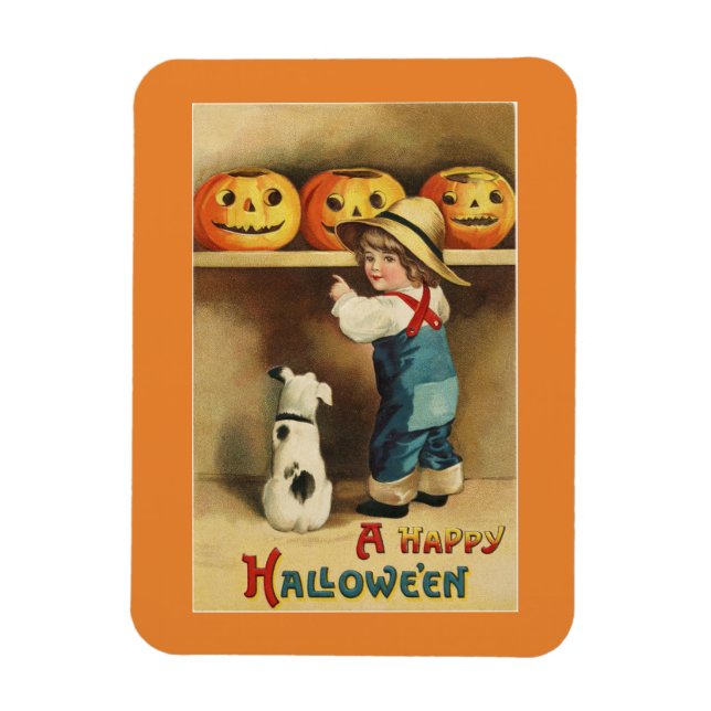 Vintage-Halloween-Junge Magnet (Vertikal)