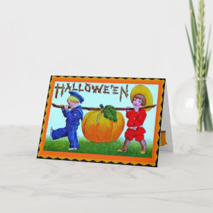 Vintage Halloween-Karte für Kinder und Großpumpen Karte