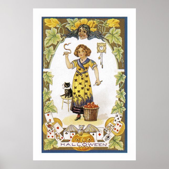 Vintage Halloween-Karte Poster (Vorne)