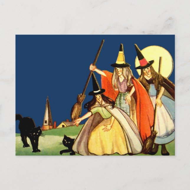Vintage Halloween-Karte Postkarte (Vorderseite)