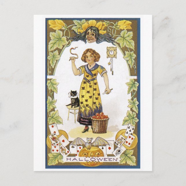 Vintage Halloween-Karte Postkarte (Vorderseite)