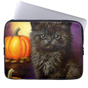 Vintage-Halloween-Kätzchen Laptopschutzhülle