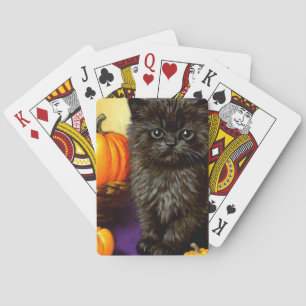 Vintage-Halloween-Kätzchen Spielkarten