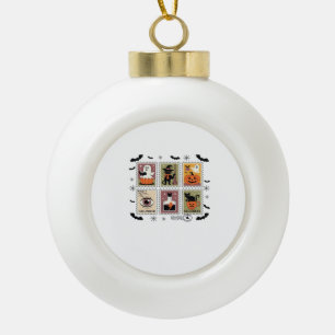 Vintage Halloween-Katze-Briefmarkensammlung T-s Keramik Kugel-Ornament