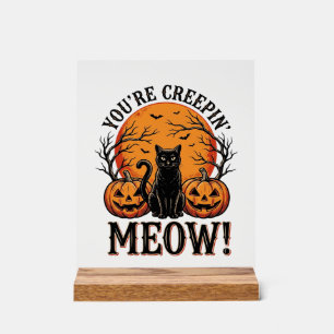 Vintage-Halloween-Katze Creepin Meow Gravur_1 Acrylschild
