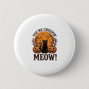 Vintage-Halloween-Katze Creepin Meow Gravur_1 Button