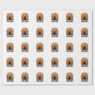Vintage-Halloween-Katze Creepin Meow Gravur_1 Geschenkpapier