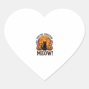 Vintage-Halloween-Katze Creepin Meow Gravur_1 Herz-Aufkleber