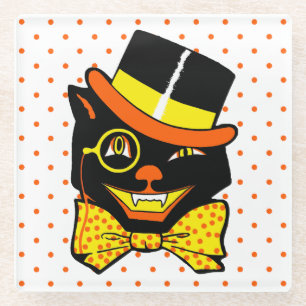 Vintage Halloween-Katze Glasuntersetzer