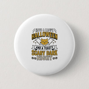 Vintage-Halloween-Katze Gruseliges Dunkles Nacht-D Button