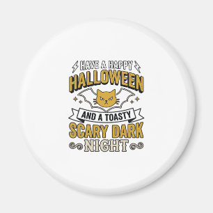 Vintage-Halloween-Katze Gruseliges Dunkles Nacht-D Magnet