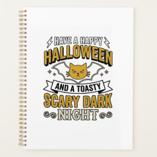 Vintage-Halloween-Katze Gruseliges Dunkles Nacht-D Planer