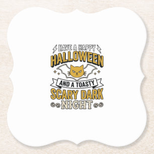 Vintage-Halloween-Katze Gruseliges Dunkles Nacht-D Untersetzer