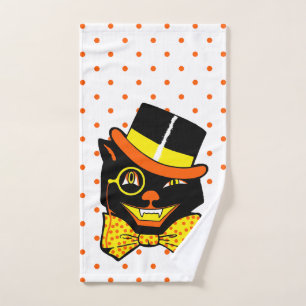 Vintage Halloween-Katze Handtuch
