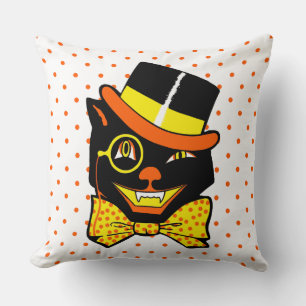 Vintage Halloween-Katze Kissen