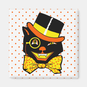 Vintage Halloween-Katze Magnet