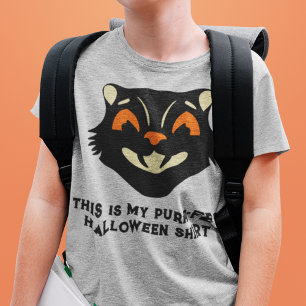 Vintage-Halloween-Katze mit individuellem Slogan T-Shirt