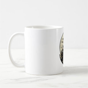 Vintage-Halloween-Katze-Mond-Spukhaus-Vektor De Kaffeetasse