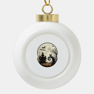 Vintage-Halloween-Katze-Mond-Spukhaus-Vektor De Keramik Kugel-Ornament