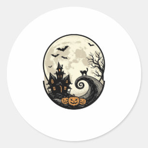 Vintage Halloween-Katze Mond Spukhaus Vektor De Runder Aufkleber