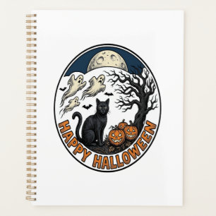 Vintage-Halloween-Katze-Mondlicht-Geist-Abzeichen_ Planer