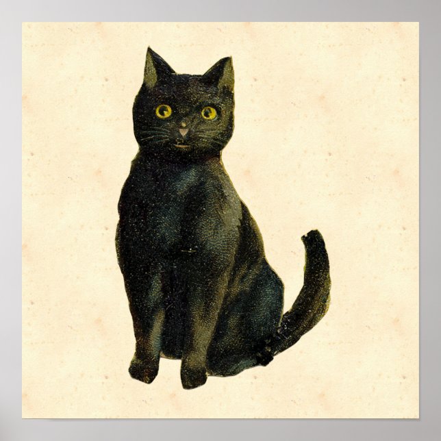 Vintage Halloween-Katze Poster (Vorne)