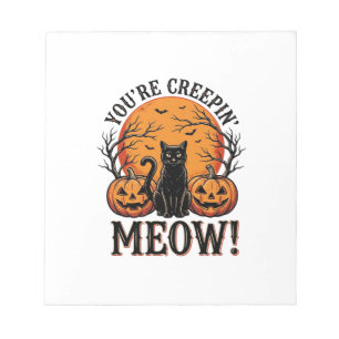 Vintage-Halloween-Katze-schleicht-sich-an-Miau-Gra Notizblock