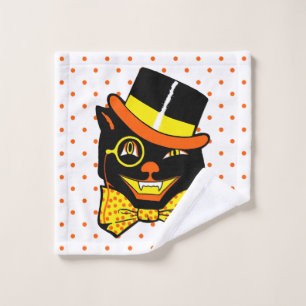 Vintage Halloween-Katze Waschlappen