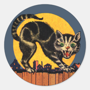 Vintage-Halloween-Katzen-Aufkleber Runder Aufkleber