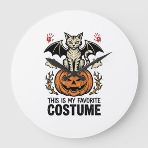 Vintage Halloween-Katzen-Kürbis-Kostüm-Shirt-Desig Große Wanduhr