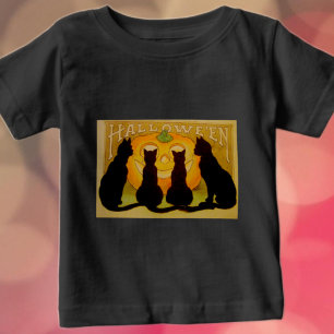 Vintage Halloween-Katzen und Jack O'Lantern Baby T-shirt