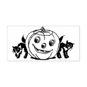 Vintage Halloween-Katzen und Jack O'Lantern Gummistempel