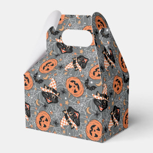 Vintage Halloween-Katzen und Kürbismuster Geschenkschachtel