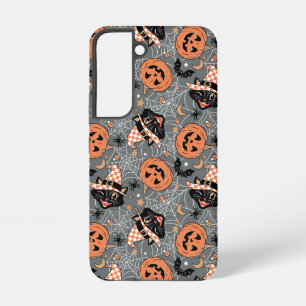 Vintage Halloween-Katzen und Kürbisse Muster Samsung Galaxy Hülle